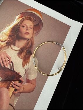 Alexis Bittar - Signed Bamboo Crystal Encrusted Bangle Bracelet